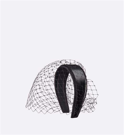 Diorevolt Headband with Veil Black Lambskin 